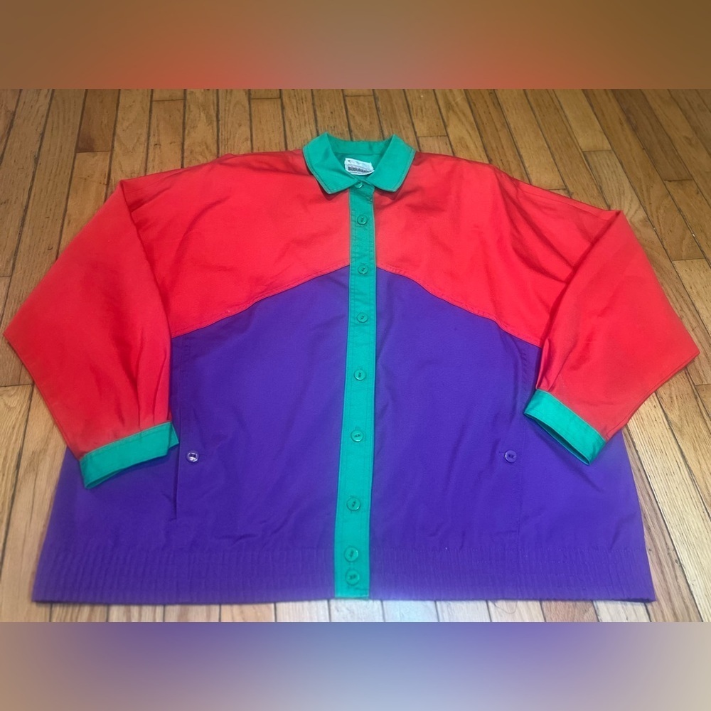 Vintage country suburbans Color Block 80s Button Shirt Blouse Women’s Size 16